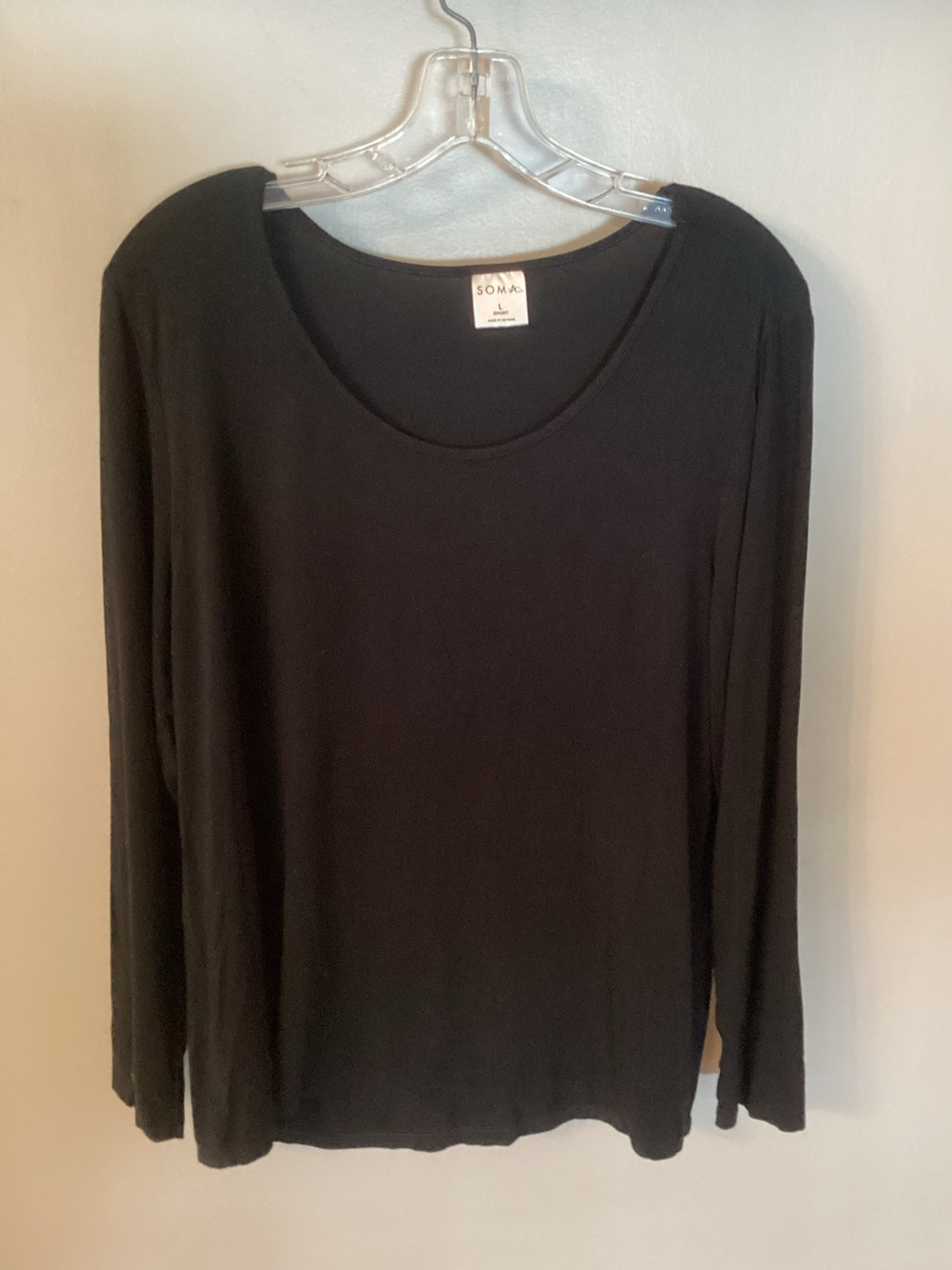 Soma Pajama Top Cool Nights Long Sleeve Solid Black Sleepwear Large